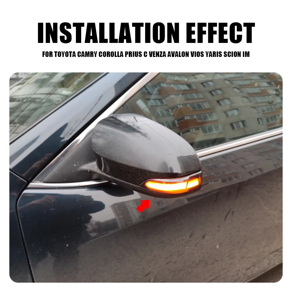 

For Toyota Camry Corolla Prius C Venza Avalon Vios Yaris Scion iM Dynamic Blinker Side Mirror Turn Signal Led Lamp Rearview