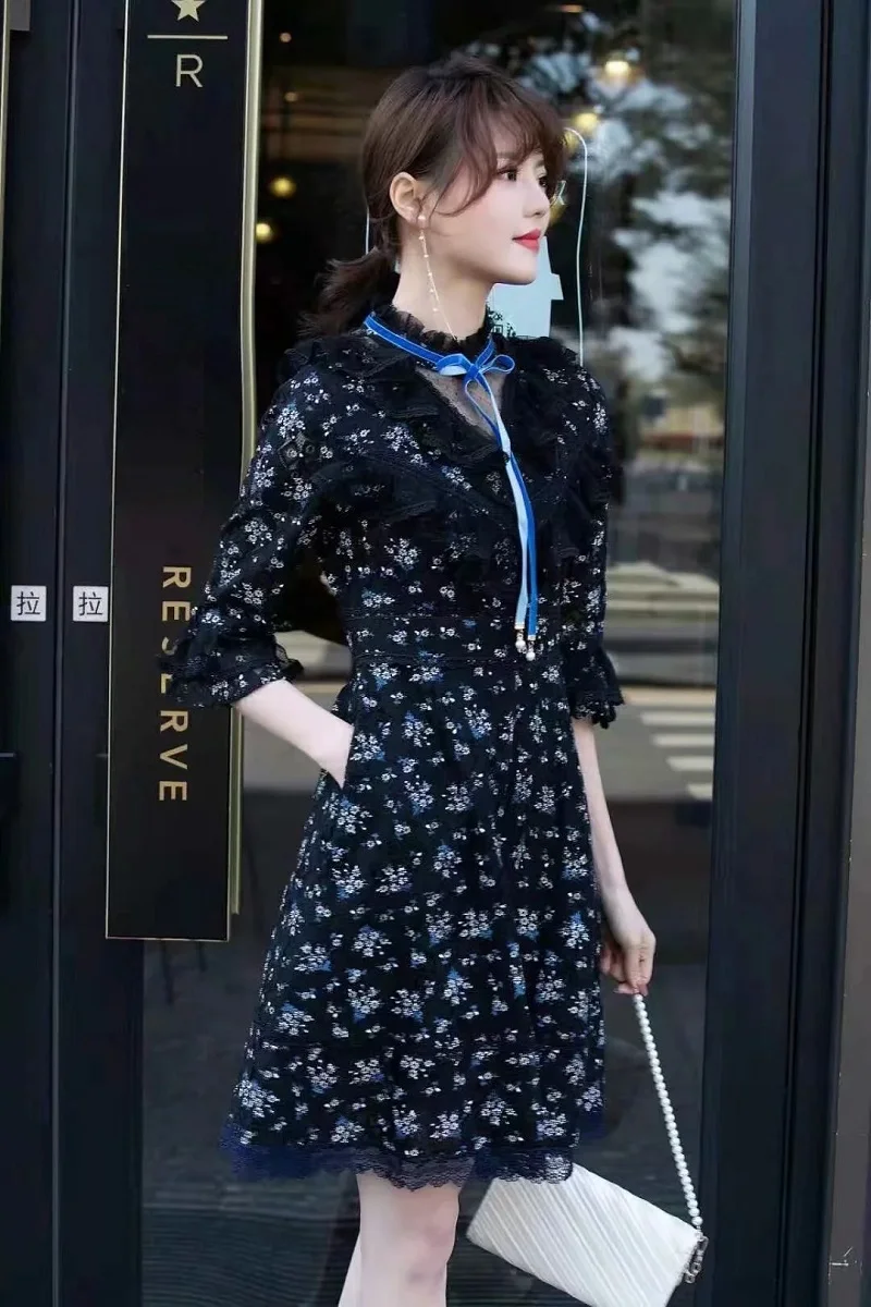 

Женское ажурное платье с вышивкой, повседневное винтажное облегающее платье-трапеция составного кроя с оборками и кружевом, лето 2021