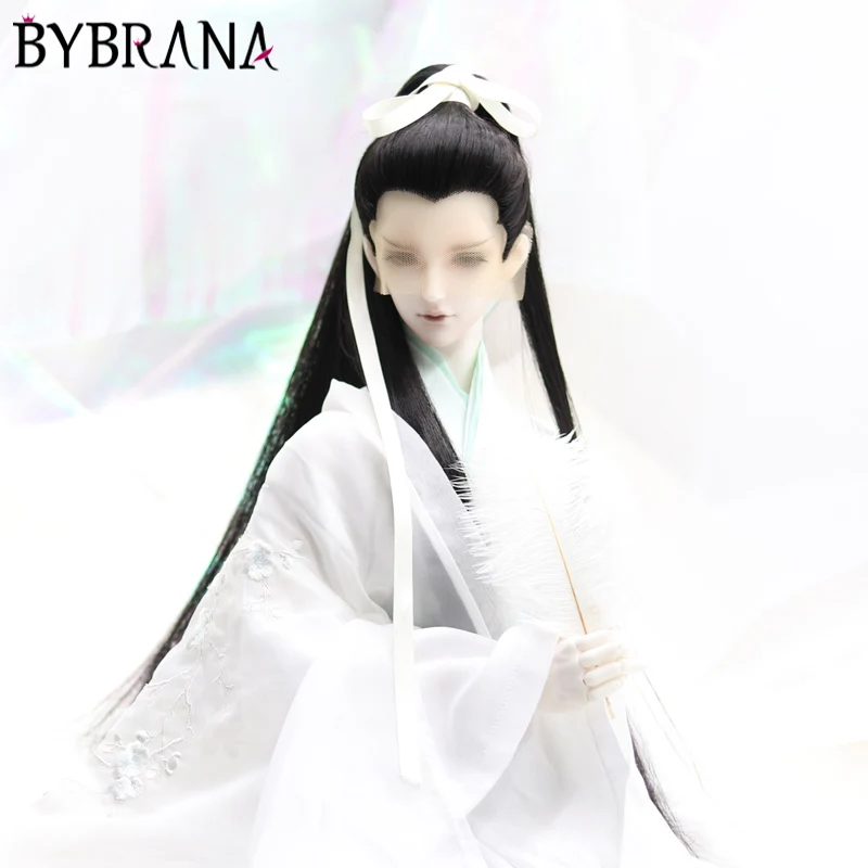 

Bybrana 1pc 1/3 Bjd Wig With Ponytail Boys Long Straight Doll Hair