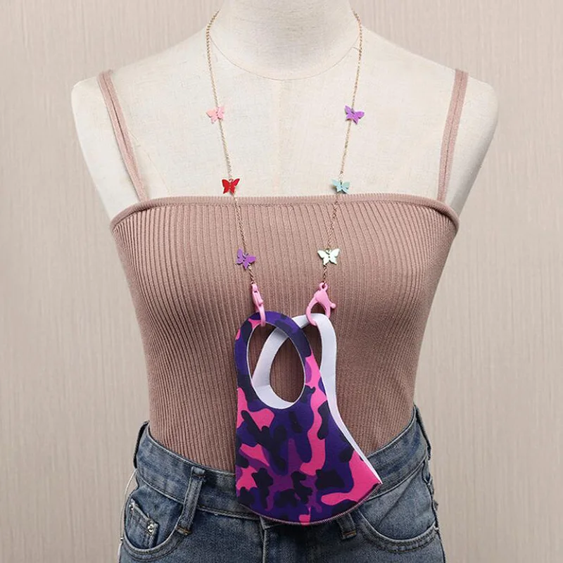 Модные унисекс акриловые с бисером цепь плетением бабочка маска для лица ремешки