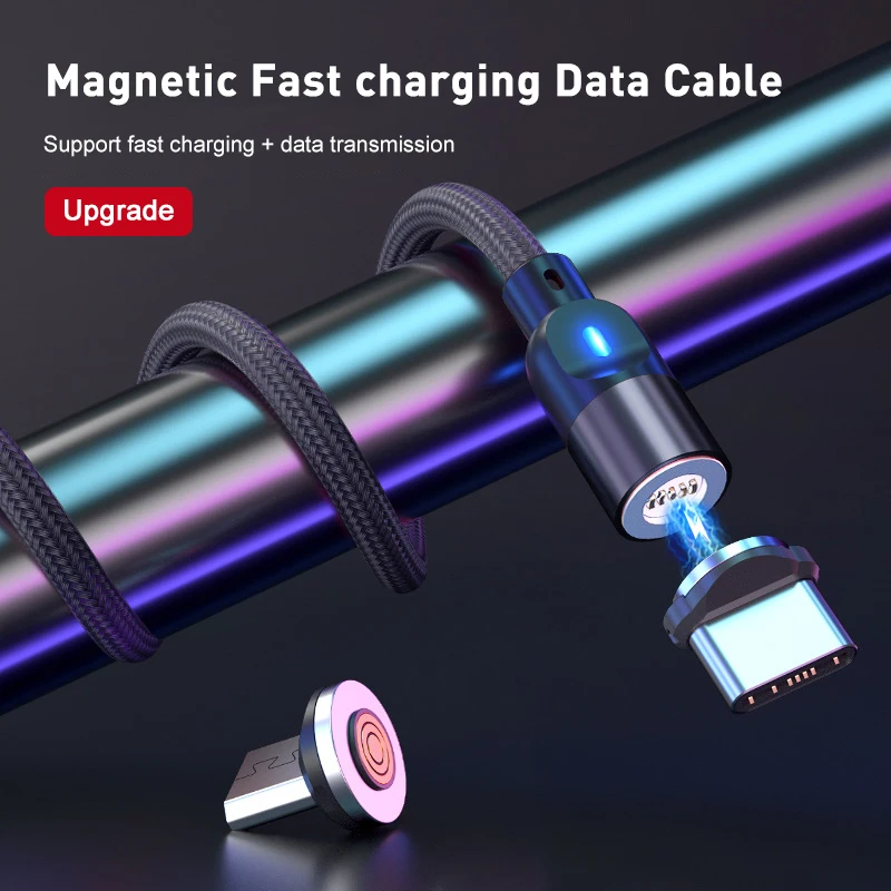 Кабель для передачи данных Круглый Магнитный на присоске Быстрая зарядка с