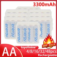 48163248pcs aa 3300mah ni mh energy rechargeable battery white cell for mp3 rc with case
