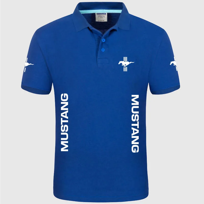 

2021 Summer High quality brand Mustang logo polo short sleeve shirt Fashion casual Solid Polo Shirt unisex shirts