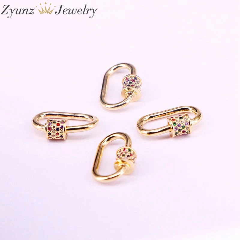 small size 6 шт., овальная винтовая застежка CZ Micro Pave, винтовая застежка-карабин, блокирующая застежка, Pave Oval образный замок застежки - Цвет: small size