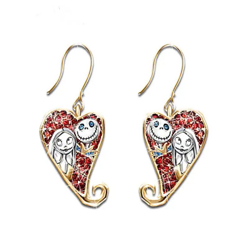 

New Heart-Shaped Pendant Earrings Women's Earrings Fashion Crystal Inlaid Earrings Accessories Christmas Halloween Jewelry Gifts