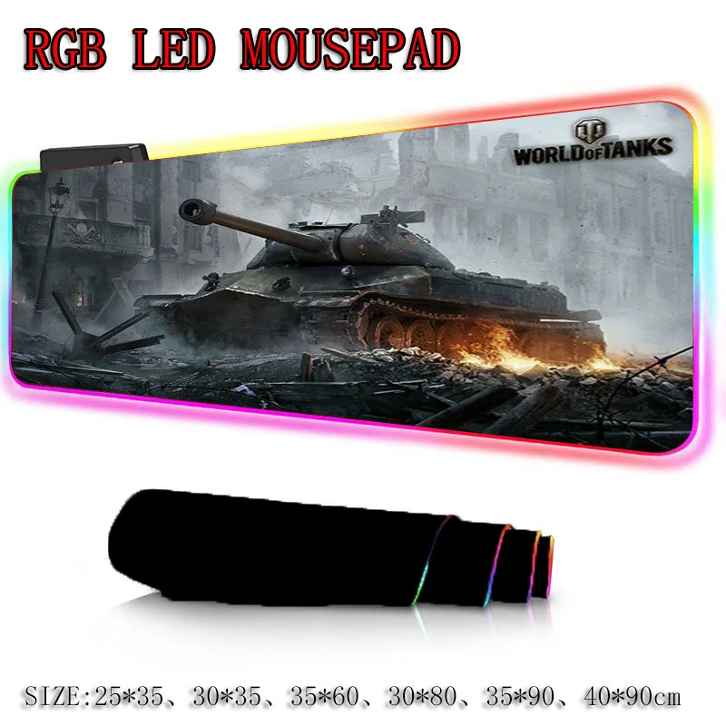 

World of Tanks Gaming Mouse Pad Gamer Computer Mousepad RGB Backlit Mause Large for Desk Keyboard LED Mice Mat