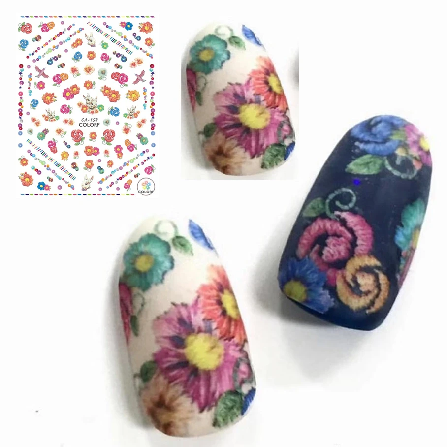 

Newest CA series 158 flower design 3d nail art sticker Japan Korea style nail decals template back glue nail decoration tools