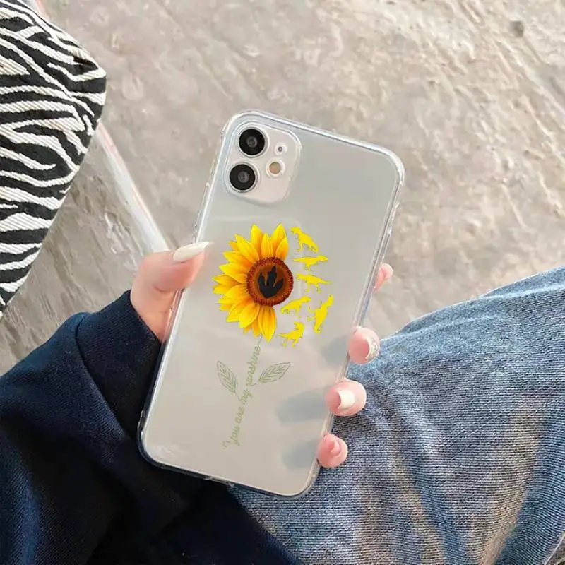 

Sunflower Phone Case Transparent for iPhone 11 12 mini pro XS MAX 8 7 6 6S Plus X 5S SE 2020 XR