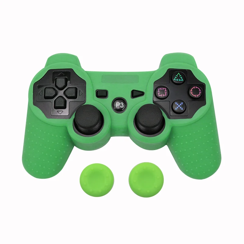 Green Силиконовый защитный чехол для sony PS3/PS2 геймпад резиновый защитный чехол для Playstation 3 контроллер - Цвет: Green