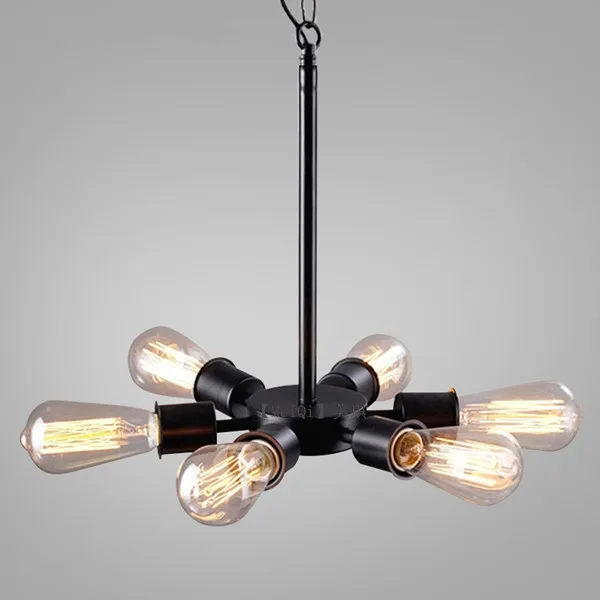

Loft American Vintage Black Iron Industrial Wind Pendant Light Study Restaurant Bar Cafe Living Room Lamps luminaria