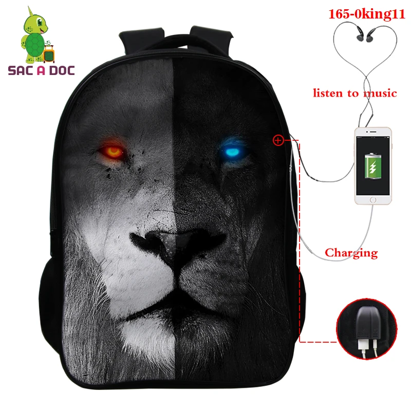 

16inch 3D Print Lion King Women Backpack Cartoon Mochila for Girls Boys Travel Rucksack Lion King Shoulder Bag for Teenage Bags