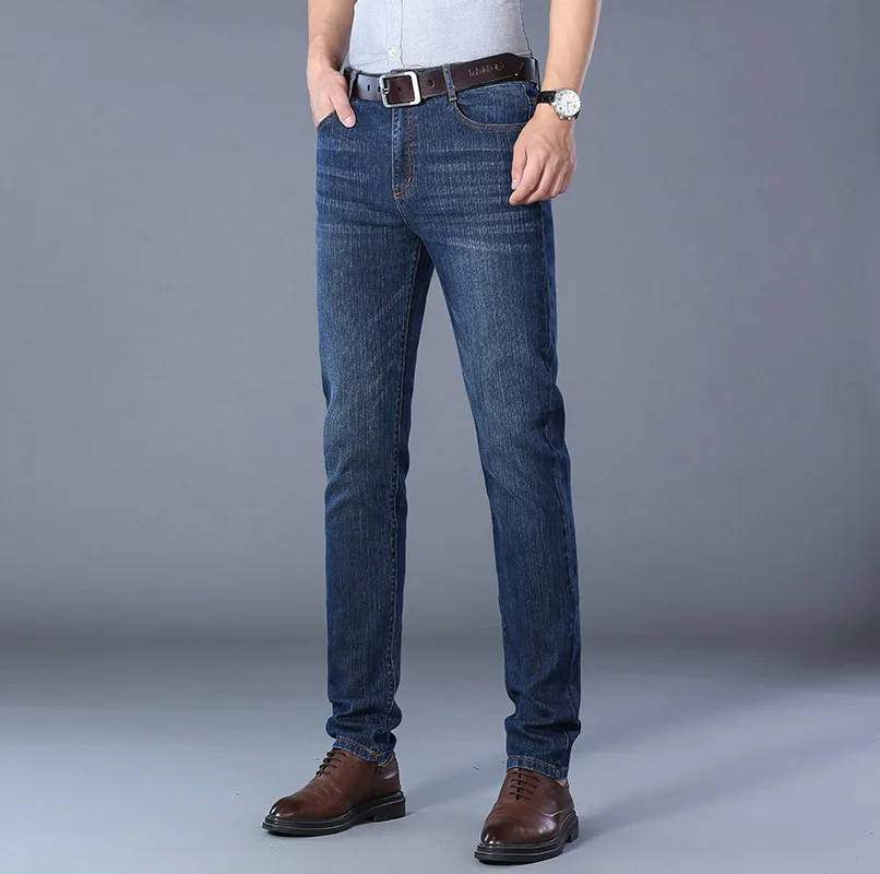 Autumn Men's Jeans Straight Business Loose Pants Middle-Aged Men's Elastic Casual Pants