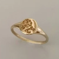 new trendy rose flower round cute womens ring fashion flower pattern ring accessories party jewelry gifts for girls size 6 10
