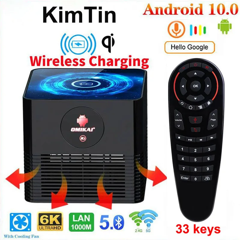 Smart Wireless Charging Android 10 TV Box OS 10 Media Player 6K HD 5G Wifi 1000M LAN 10bit HDR OMIKAI K1 TVBOX 4G 32G Youtube