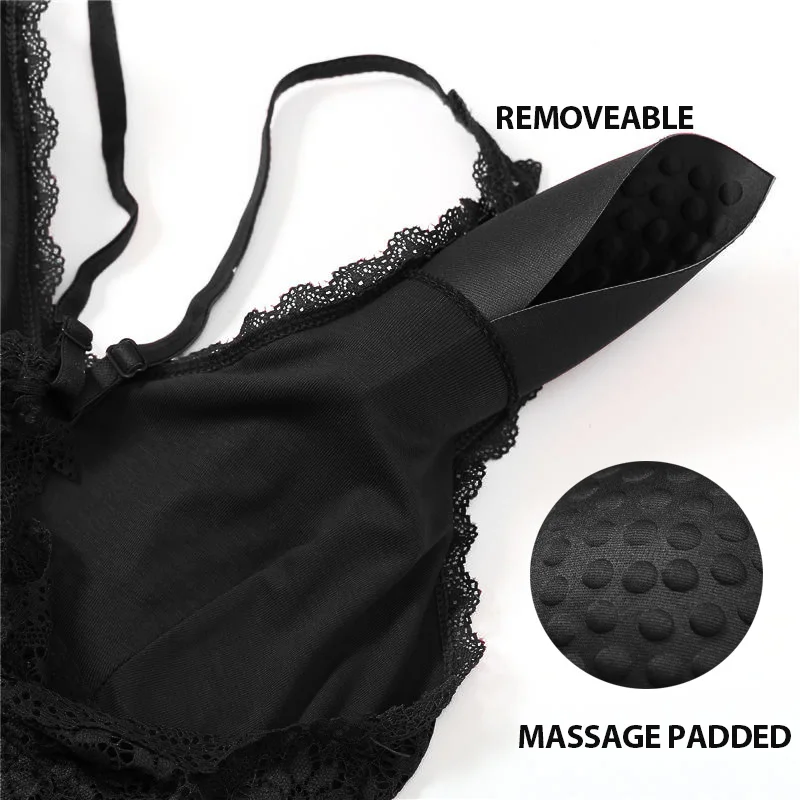 

Back Cross Buckle Beauty Lace Bralette Female Sexy Bras Solid Color Wire Free Bra Ultrathin Brassiere Push Up Underwear Lingerie