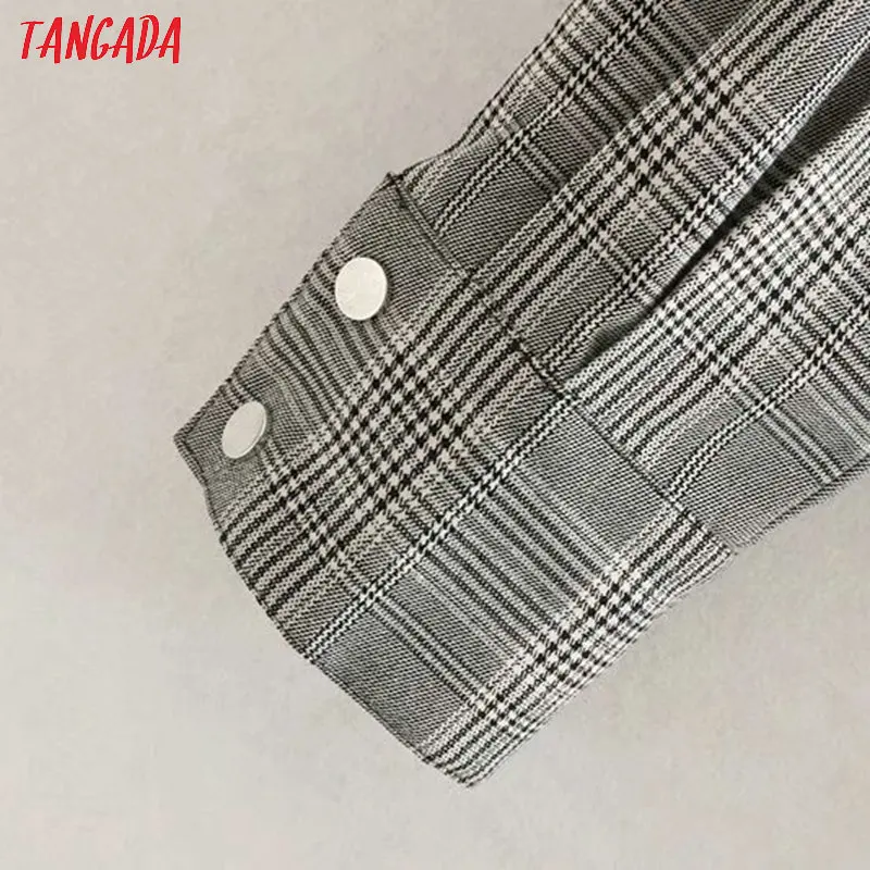 Tangada, Модный женский клетчатый костюм, брюки, брюки, карманы, пуговицы, карман,, Женские повседневные длинные штаны, pantalon 4M107