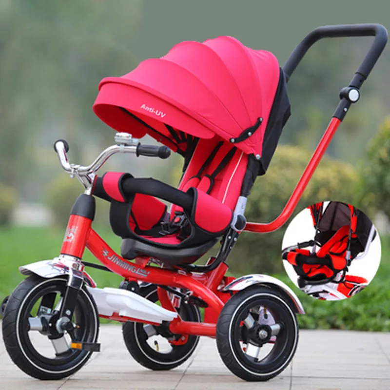 Трехколесный велосипед 3 в 1 для детей складная коляска с регулируемым поворотным