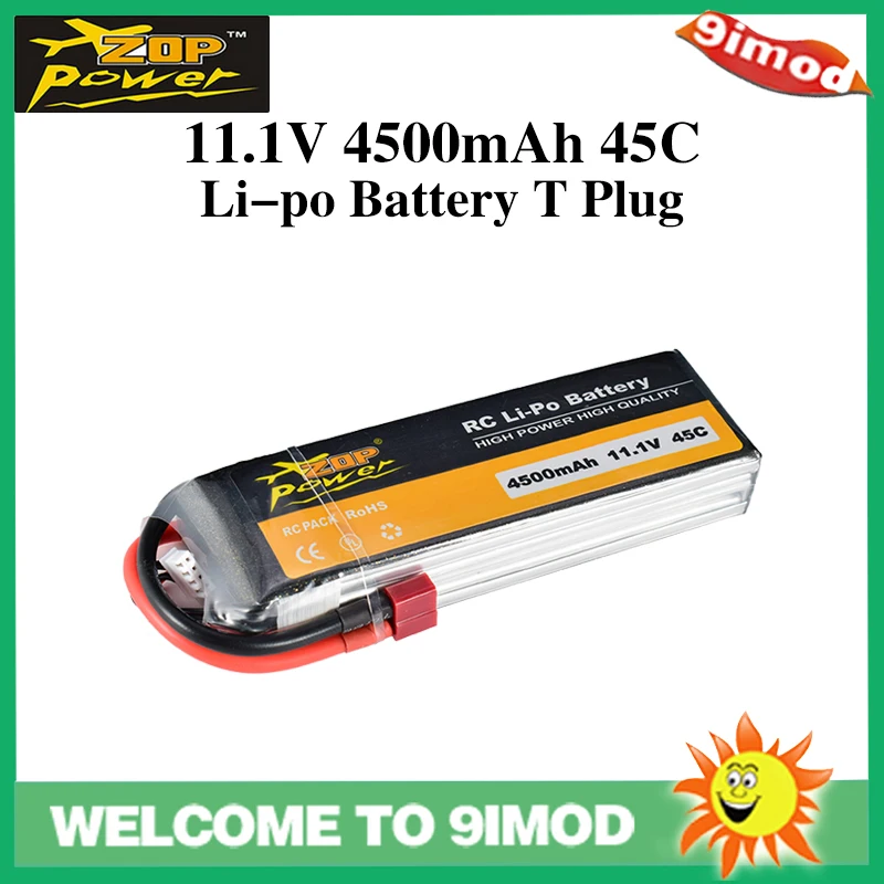 ZOP Power 11 1 В 45C 4500 мАч 3S Lipo батарея с Т образным разъемом сменная для