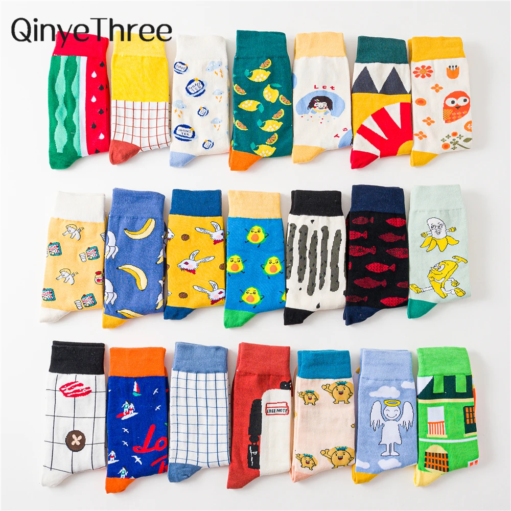 

Women Happy Funny Cute Cartoon Fruit Animal Harajuku Skateboard Socks Owl Banana Angel Watermelon bunny Avocado Chirstmas Gift