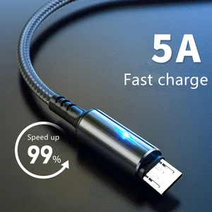 micro usb cable 5a led fast charging micro data cord for huawei samsung xiaomi android mobile phone accessories charger cables free global shipping