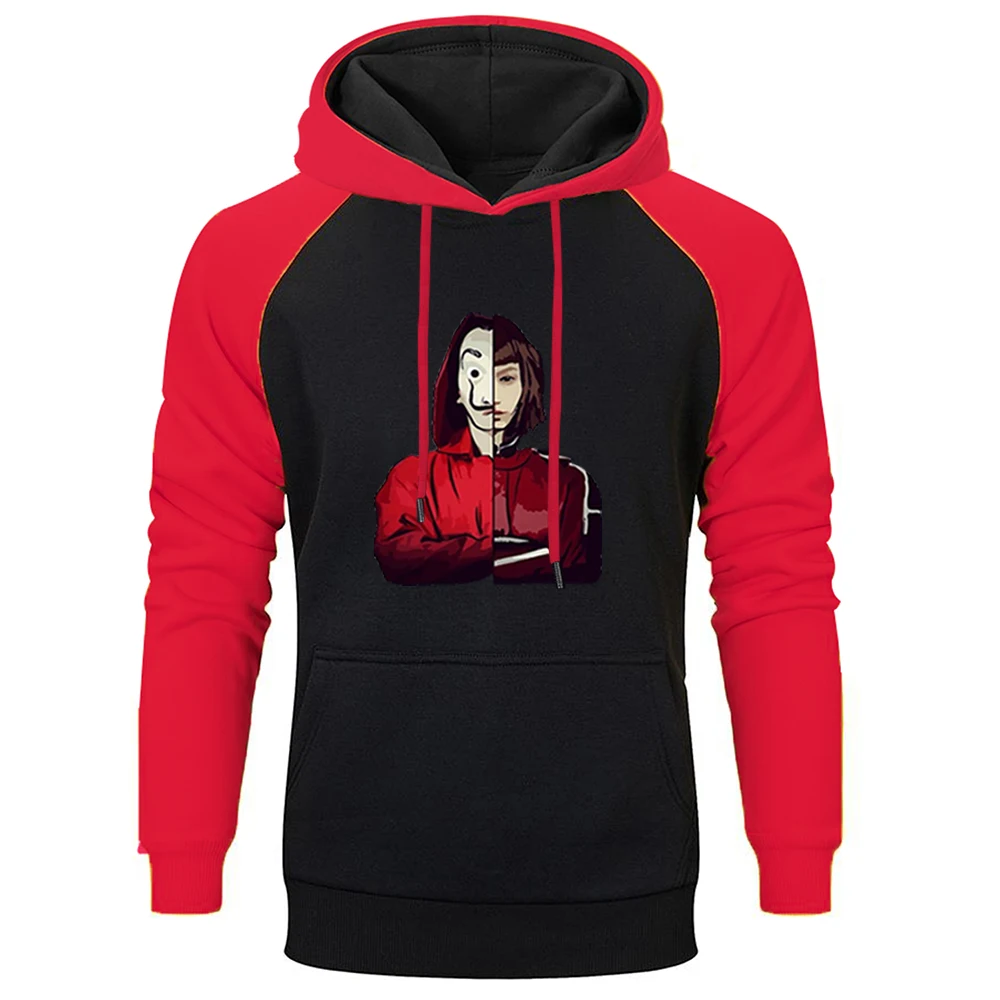 

TV Show House Of Paper La Casa De Papel Autumn Winter New Sweatshirt Men Hooded Raglan Hoodie Streetwear Fleece Warm Sportswear