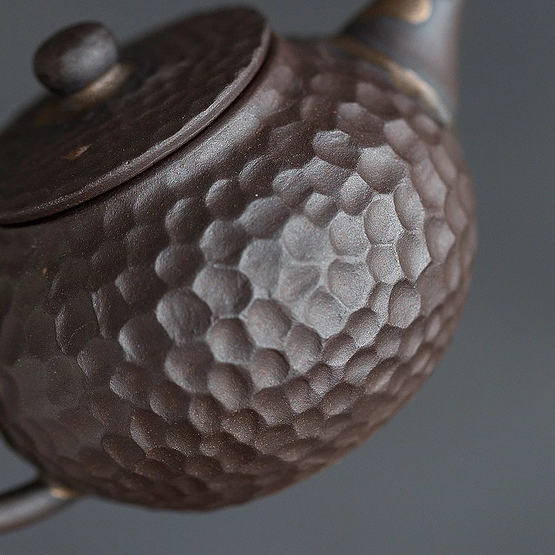 Грубая керамика чайный горшок позолоченная железная глазурь с прямой ручкой