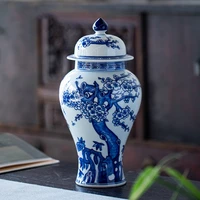 jingdezhen hand painted blue and white porcelain general tank ornament antique plum blossom pattern jar home decoration jar