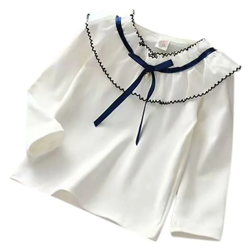 Милая футболка для девочек на осень и весну детская блузка с цветочным принтом