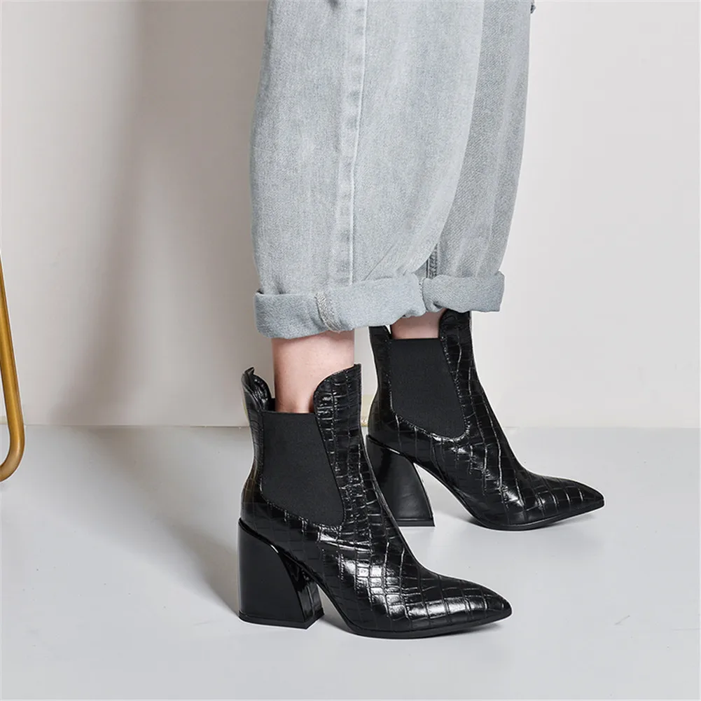 BONJOMARISA; Новинка; Размеры 33-43; Роскошные брендовые дизайнерские ботиночки; женские Качественные ботильоны из натуральной кожи; коллекция года; женская обувь на высоком каблуке