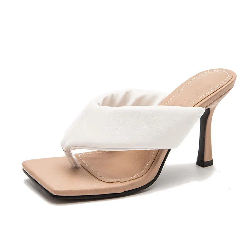

2021 New Brand Women Slipper Summer high quality Outdoor Sandal Slip On Flip Flop Ladies Thin High Heels Slides Sexy Women Shoes
