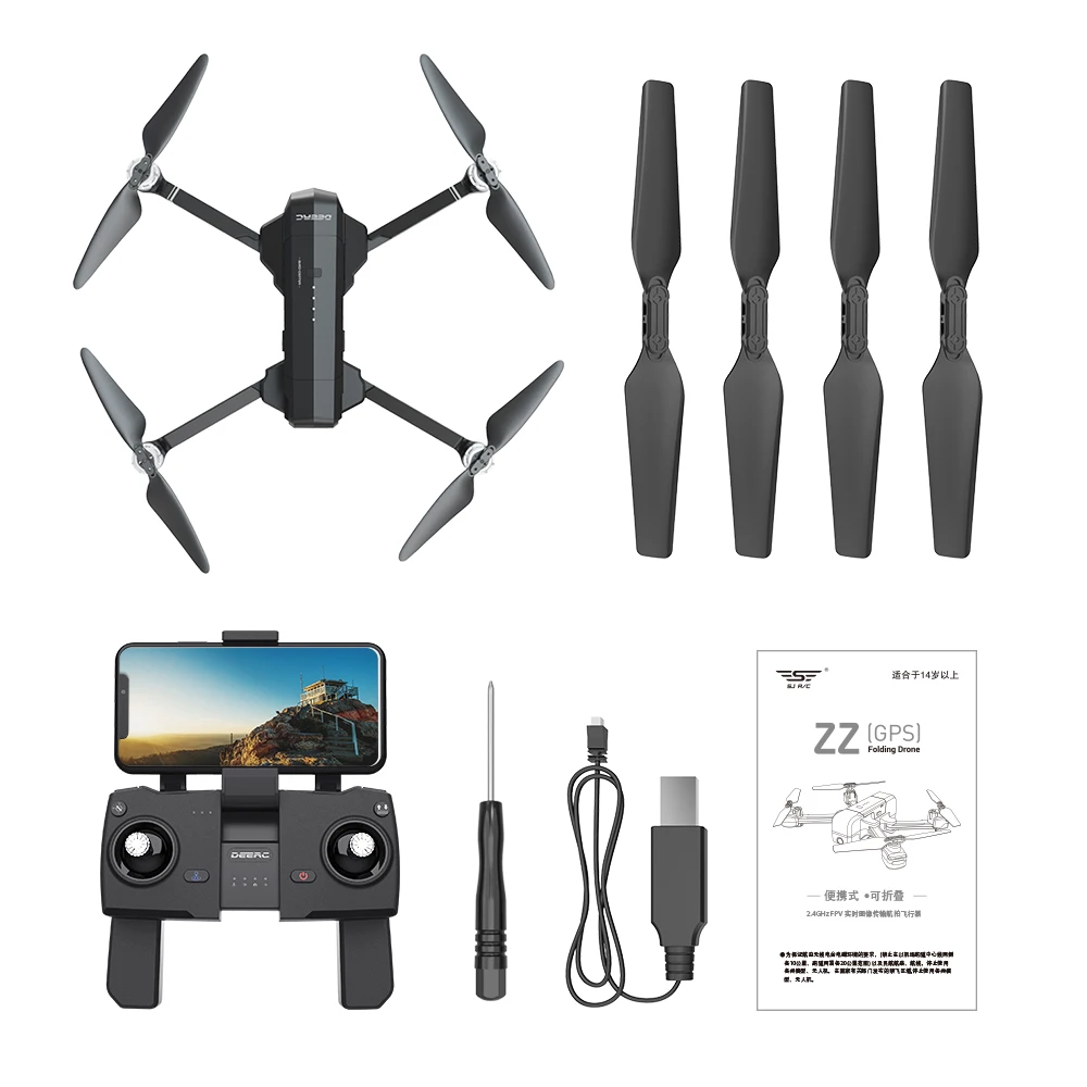 Черный DEERC DE22 Дрон gps бесщеточный 5G 500M wifi FPV 2,7 K gps-навигатор с разрешением Full HD RC Дрон складной 1,2 км 1200 м 25 минут Профессиональный Квадрокоптер - Цвет: Черный