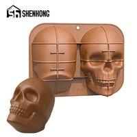 shenhong 3d skull silicone cake molds mousse pastry baking tools chocolate moulds halloween party decorating bakeware