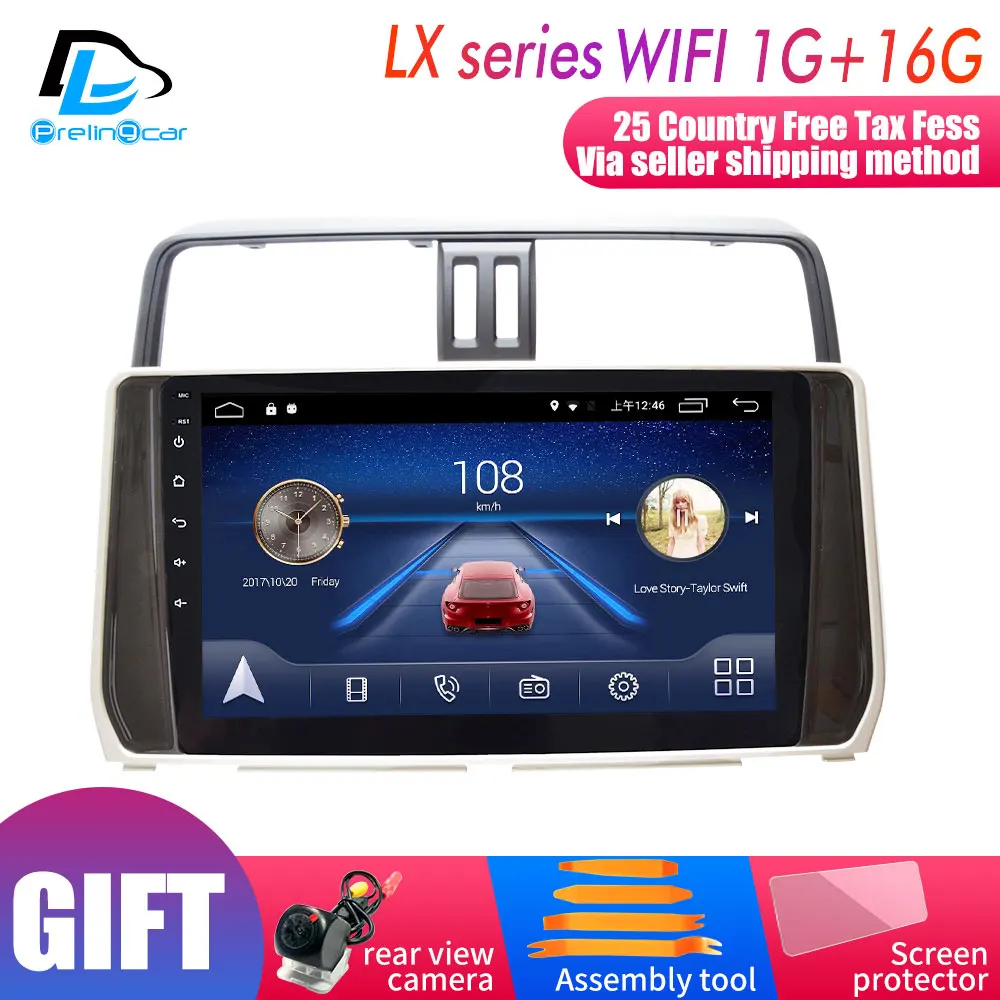 LX player 1G16G 4G Lte Android 9,0 gps Мультимедийная навигационная система для Prado Land Cruiser- лет автомобильный dvd-плеер Подушка подголовник радио - Цвет: LX player 1G16G