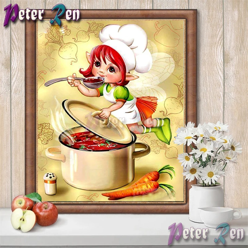 Картина 5d с изображением шеф-повара девушки ложки моркови алмазная вышивка