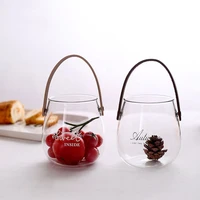 nordic style leather handle glass storage jar kitchen storage bottle food container fruit candy storage cup