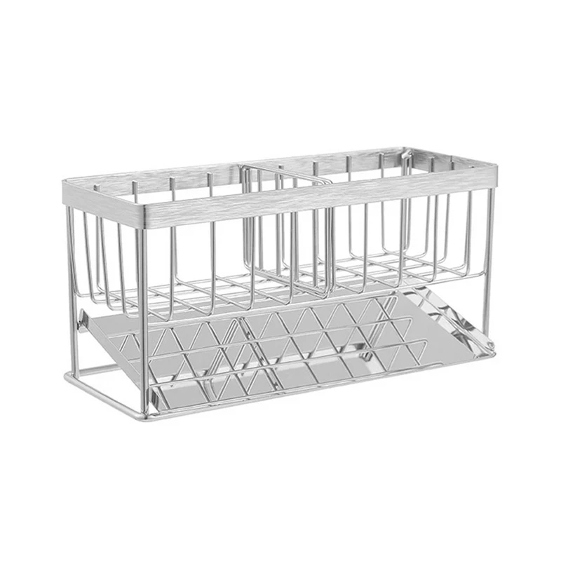 

Stainless Steel Kitchen Sink Sponge Holder Dish Rack Multifunction Drain Soap Brush Storage Organizer Kitchen Bathroom