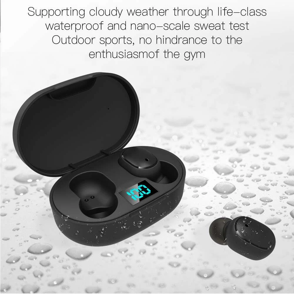 E6S TWS Беспроводная Bluetooth V5.0 гарнитура Водонепроницаемая кнопка управления