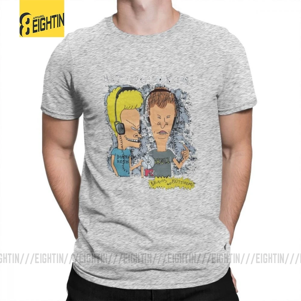 Beavis And Butthead футболки из хлопка с коротким рукавом футболки Awesome MensT модные футболки с круглым вырезом Большие размеры забавные - Цвет: Серый