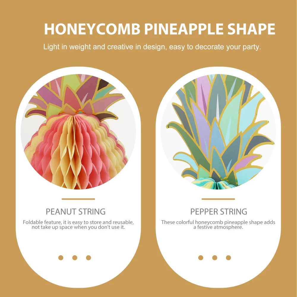 

3Pcs Tropical Style Paper Pineapple Honeycomb Balls Party Hanging Decoration