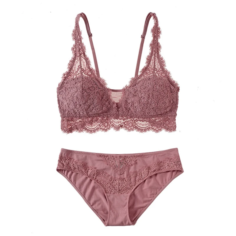 Комплект женского кружевного нижнего белья без камней бюстгальтер с тонкой