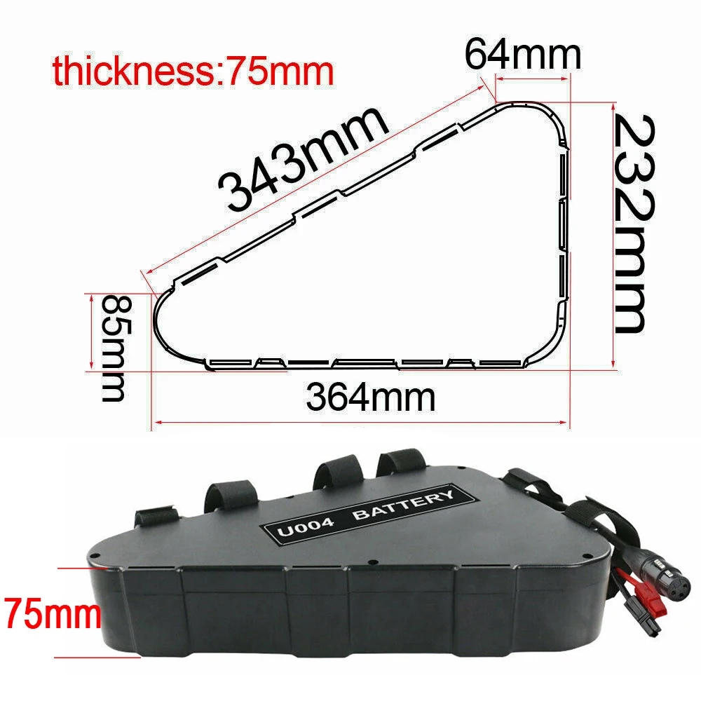

Triangle 48V 20AH Ebike Battery with Power Switch, USB, Battery Level Light, NCR cell Fit for Bafang TSDZ2 1800w 1000w motor