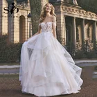 Роскошное бальное платье soworthy, свадебные платья с открытыми плечами, кружевные свадебные платья Allpiqued, свадебное платье в стиле бохо, свадебное платье большого размера