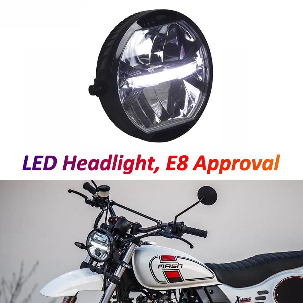 Мотоциклетная светодиодная фара CE сертификат E8-stamp современная в ретро стиле для