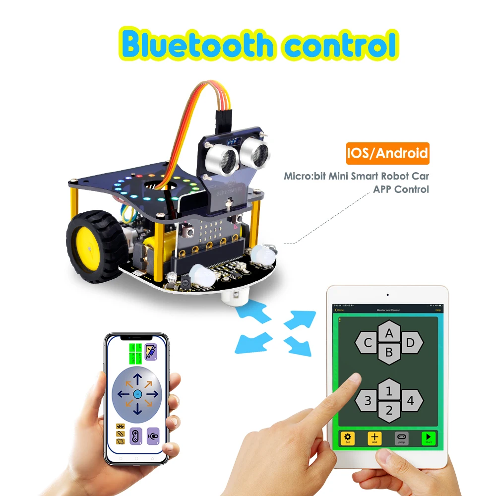 Keyestudio BBC Micro:bit V2 V1.5 программируемая машинка-робот для микро-бита робот-стержень