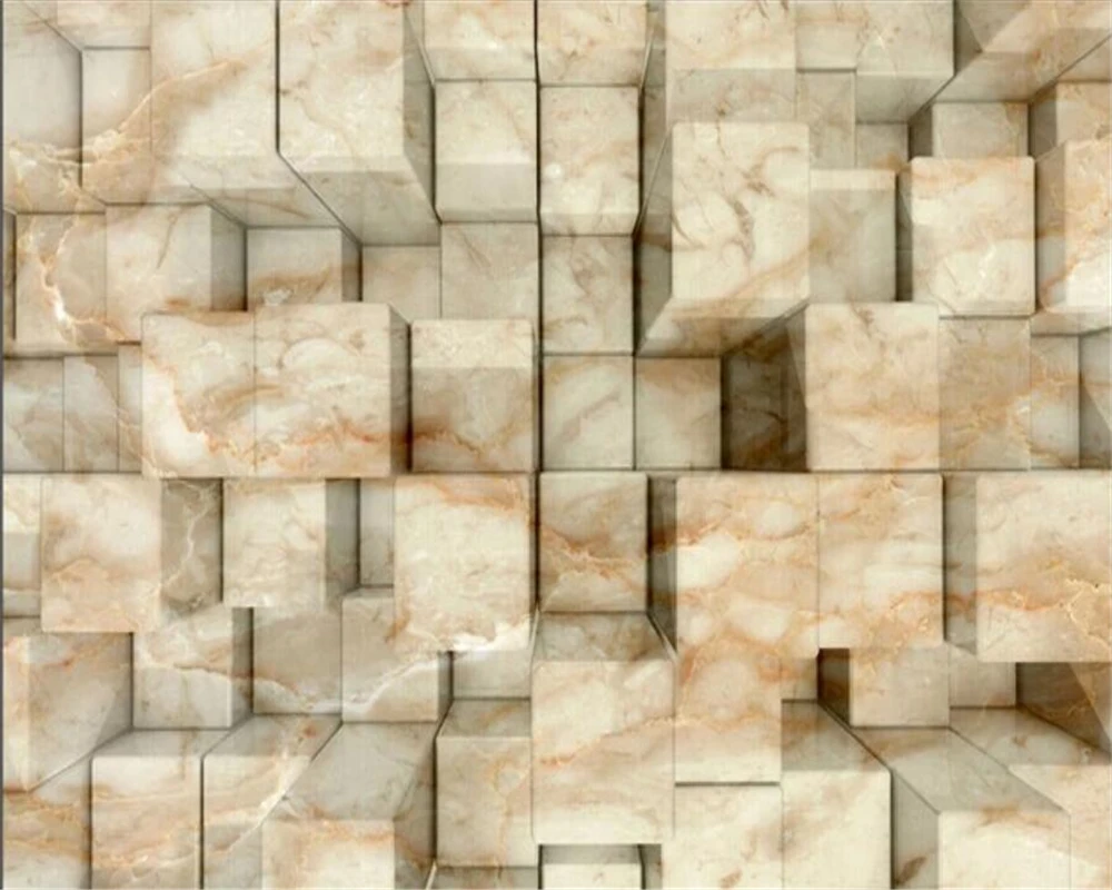 wellyu Custom wallpaper 3d marble texture cube three-dimensional space fashion background wall living room elderly mural | Обустройство