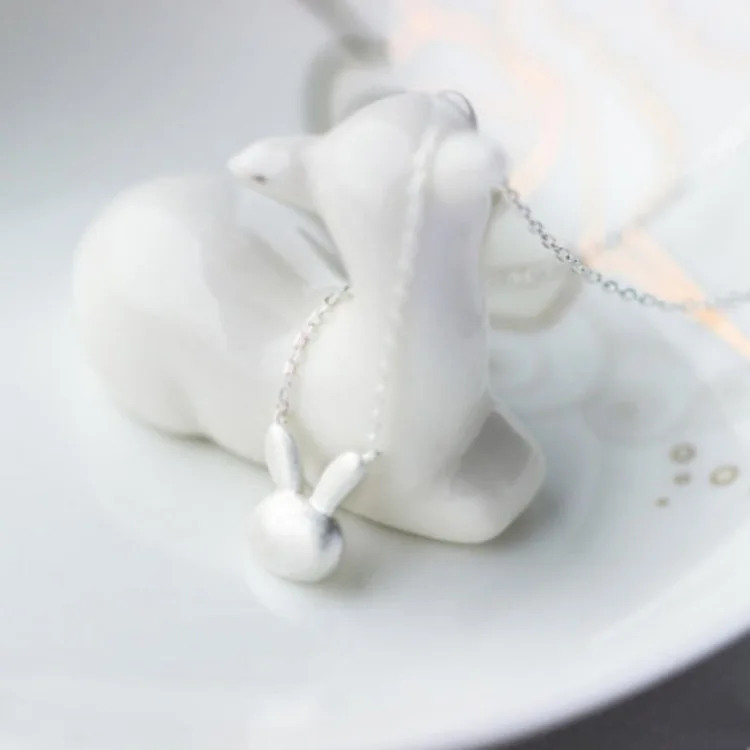 Kindey богемное винтажное серебряное ожерелье с кроликом для женщин Очаровательное