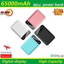 Mini Portable 65000mAh Power Bank with Dual USB Port Digital Display External Battery Travel Charger for Samsung Iphone Xiaomi