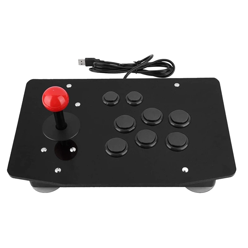 

Game Handle Controller, Black 3D Card-Type Buttons Acrylic Shell Wear Resistance Rocker Arcade Controller
