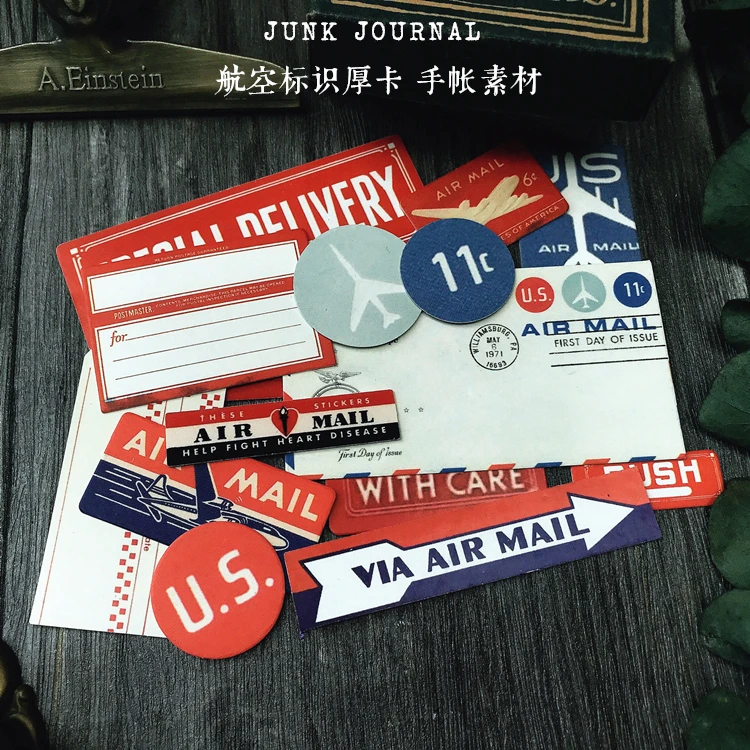 

13Pcs/Pack Vintage Air Mail Label Sign Sticker DIY Craft Scrapbooking Album Junk Journal Planner Decorative Stickers