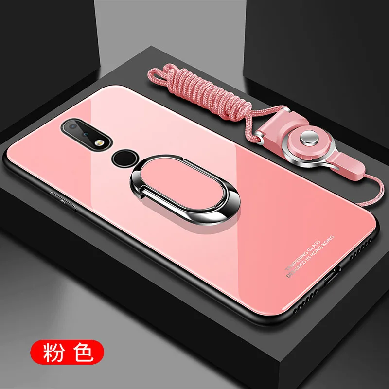 pink Магнитный чехол-подставка с кольцом для Nokia 9X6X7 3,1 Plus 7,1 8,1 7 Plus 8 Sirocco чехол из твердого закаленного стекла защитный чехол-накладка - Цвет: pink